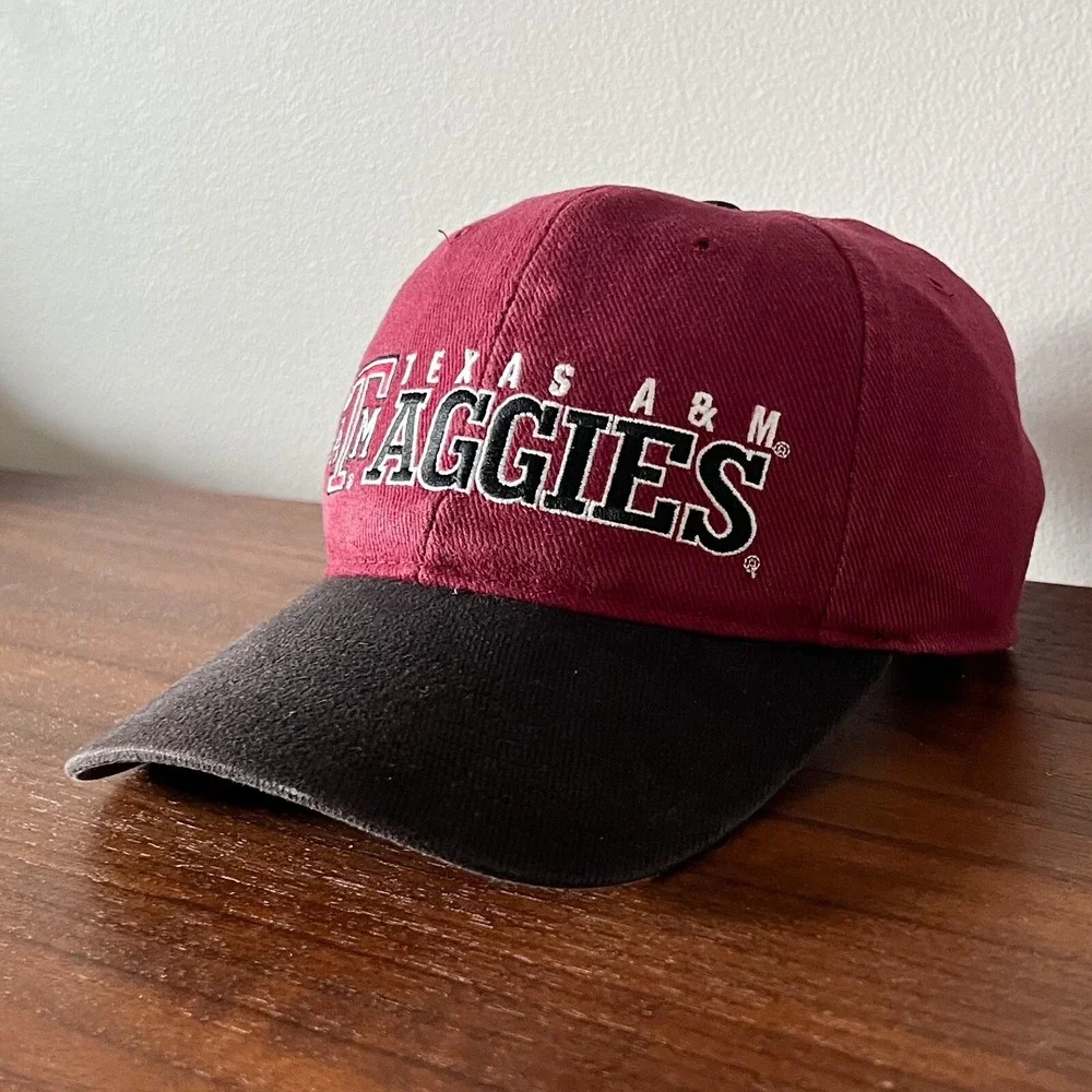 Vintage Texas A&M Aggies Hat Cap Adjustable Maroon Black NCAA College